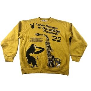 Playboy PacSun Sweatshirt Men M Yellow‎ Love Songs Saratoga Festival Music Urban